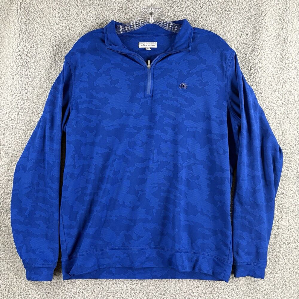 Peter Millar 1/4 Quarter Zip Pullover Mens Medium M Perth Performance Blue Camo